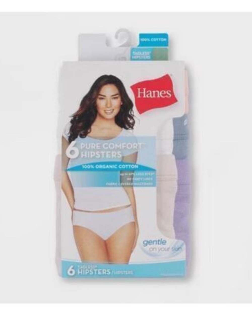 *NEW* Hanes No Show Organic Cotton Hipster Panties Ladies sz 6 Multicolor